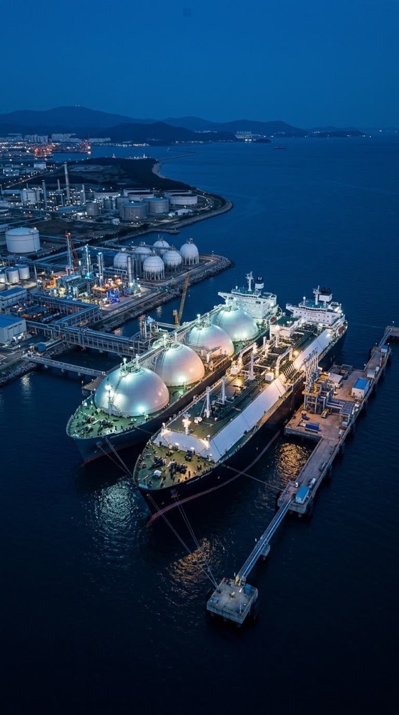LNG carriers at a terminal